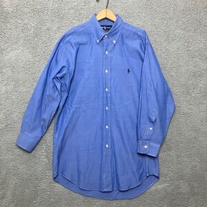 VTG Ralph Lauren Yarmouth Pinpoint Oxford Button Up Shirt Men 16-33 Blue Cotton